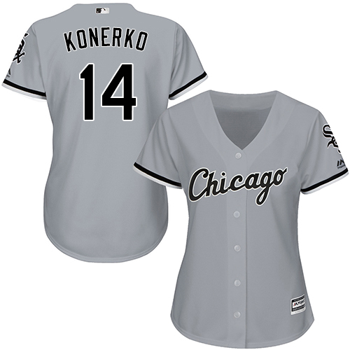 White Sox #14 Paul Konerko Grey Road Women's Stitched MLB Jersey